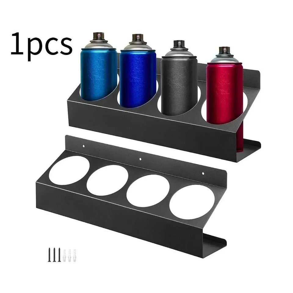 thumbnail image 2 of Steel Spray Can Holder - Wall-Mounted Organizer Rack For 5 Aerosol Cans Garage Storage 2 of 13