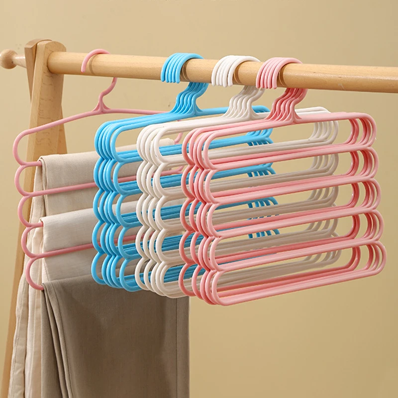 Clothes Hangers Trousers Hangers Holders Closet Storage Organizers 5 Layers Pants Towel Scarfs