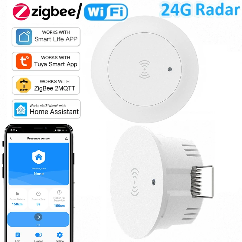 ZigBee/Wifi 5.8/24G MmWave Radar Menselijke Aanwezigheid Sensor Switch