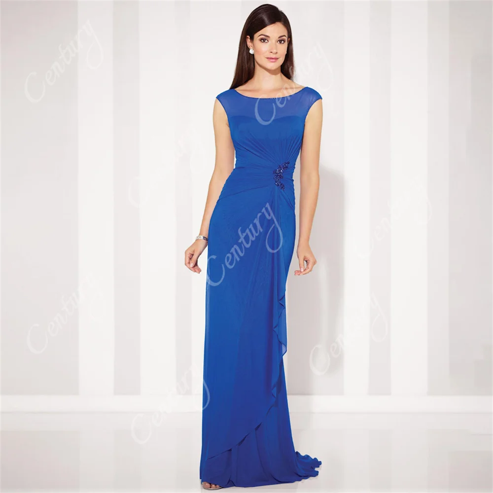 

Chiffon Groom Mother of the Bride Dress Wedding Guest Scoop Neck Length Formal Evening Gown Plus Size robes invitée mariage
