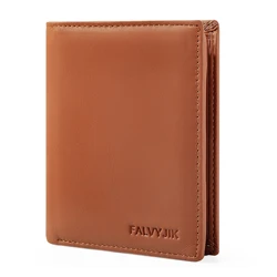 Men's Genuine Leather RFID Anti - Theft Zipper Wallet (Orange)