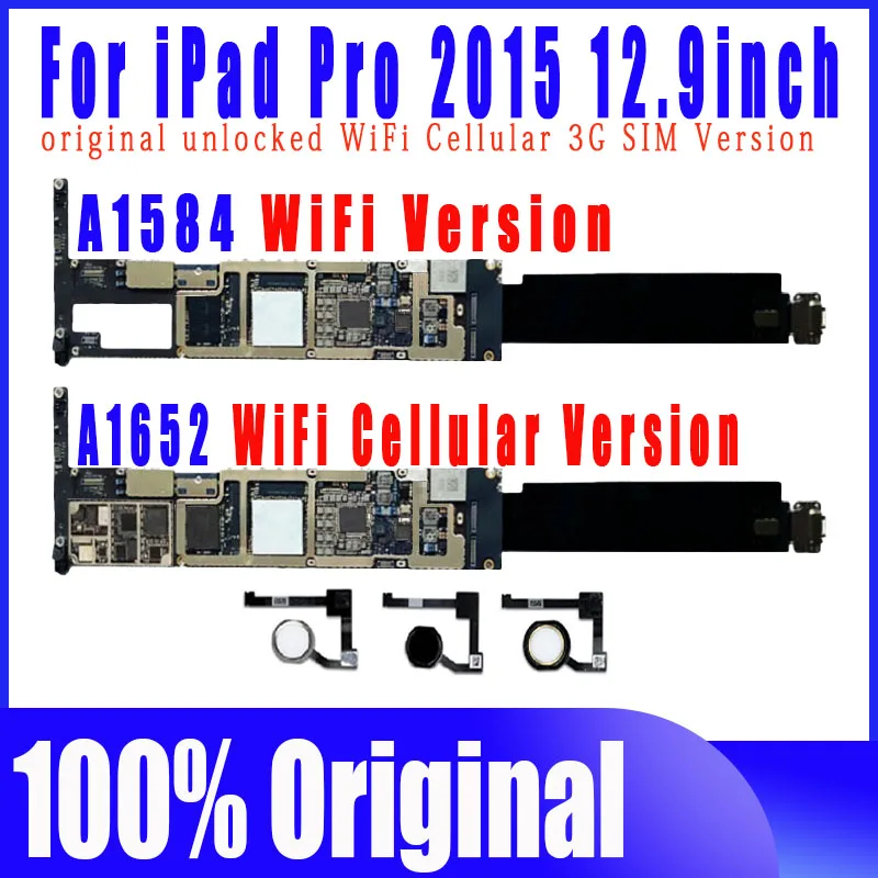 

100% Original A1584 WIFI Version A1652 WLAN Cellular for iPad Pro 12.9inch Motherboard Logic Boards With Full Sysytems NO iCloud