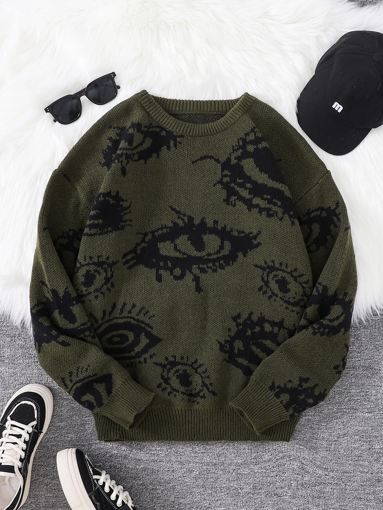 Men’s Abstract Eye Knit Sweater 1