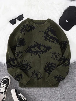 Men’s Abstract Eye Knit Sweater 1