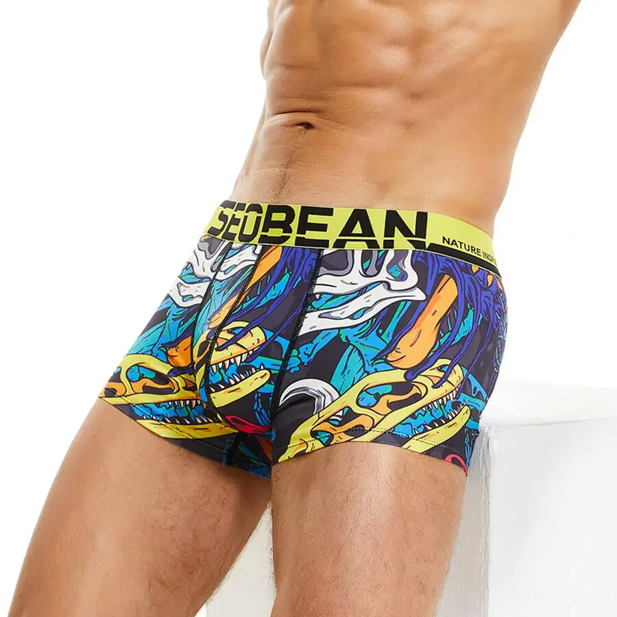 mens underwear sale SEOBEAN Print Boxers Mens Underwear Underpants Sexy Male Panties Silky Smooth Men Boxer Shorts Boxers For Man 2022 New sexy guy underwear