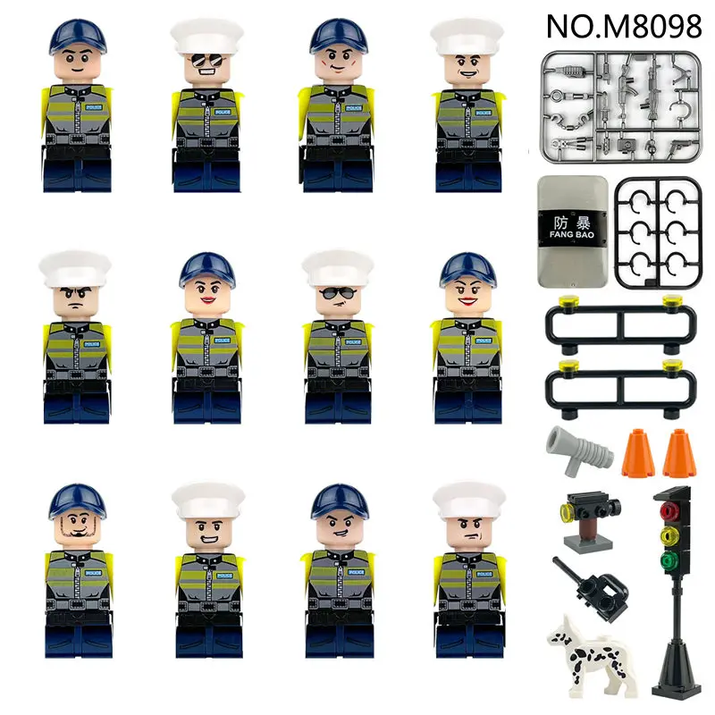 M8120 Modern 12PCS/set City Series Firefighter Police Navy Special Forces Soldier SWAT Mini Figurine Building Block Toys for Boy
