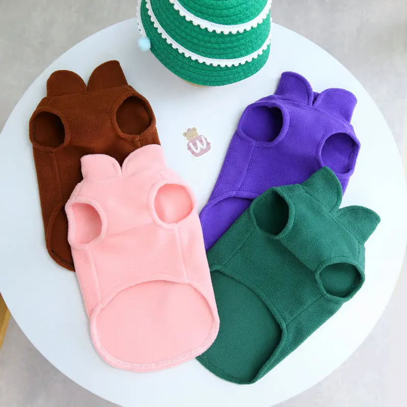 Winter Fleece Pet Dogs Clothes pet costumes dog jacket Warm Dog Vest Jacket With Pull Ring For French Bulldog Puppy Small Medium Dogs