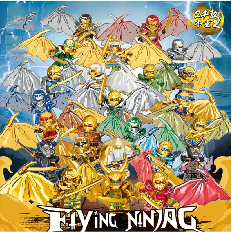 

24 шт./набор, детские куклы-ниндзя в виде летающих крыльев