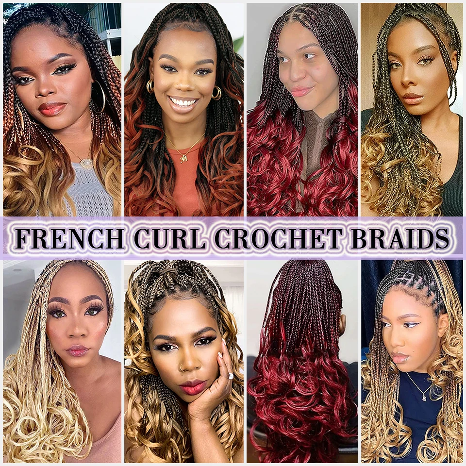 14” French Curls Braiding Hair Pre Braided Synthetic Box Braids Crochet Curl Ends French Curl Crochet Braids for Women And Kids 6
