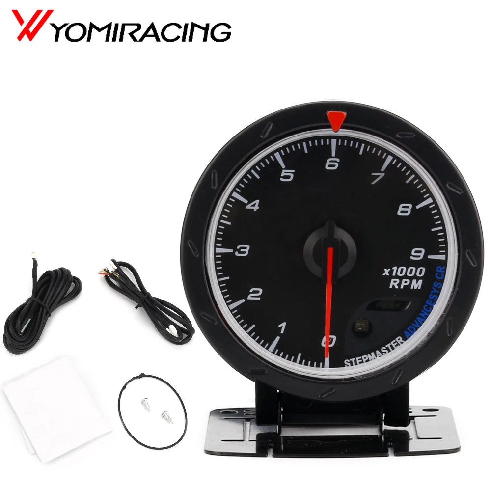 

60MM Car Tachometer Red & White Lighting 0-9000 Rpm gauge Black face Rpm Meter Car gauge Car meter