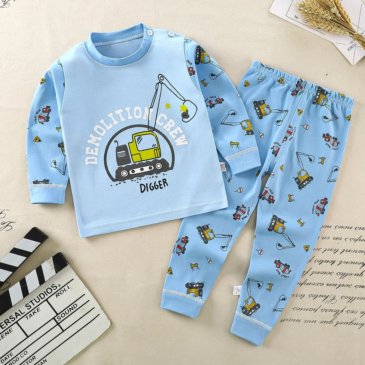 Children Sleepwear Baby Nightwear Kids High Waist Belly Protection Underwear Homewear Full Sleeve Cotton Baby Girls Pajamas Sets