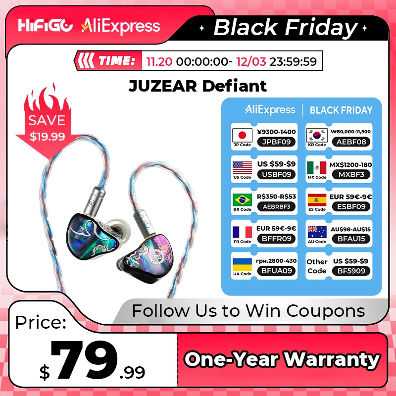 JUZEAR x Z Reviews Defiant 1DD+3BA Hybrid In-ear Earphones 3-Way