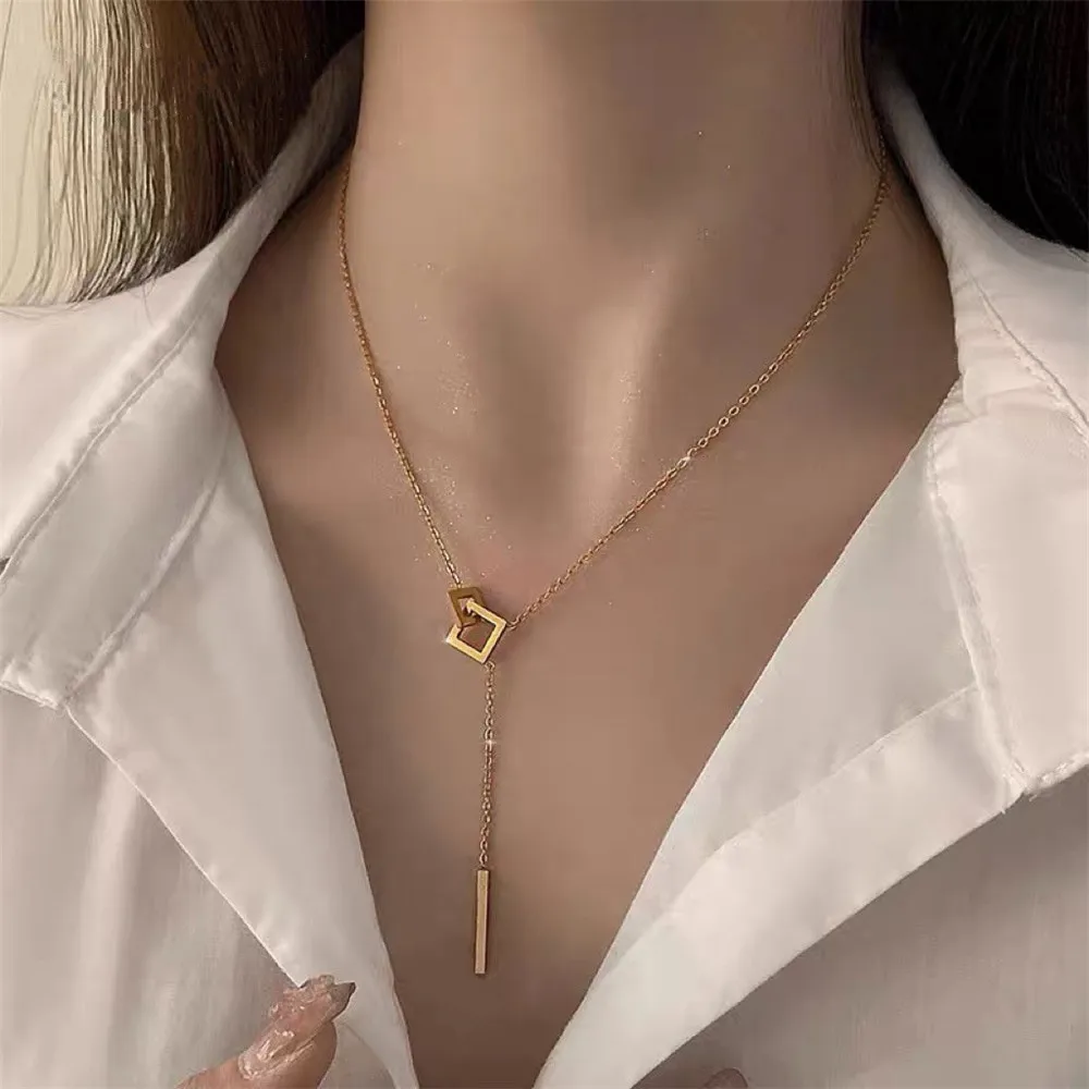 Collar De Cadena De Metal Líqudo Geométrco Para Mujer - Estlo