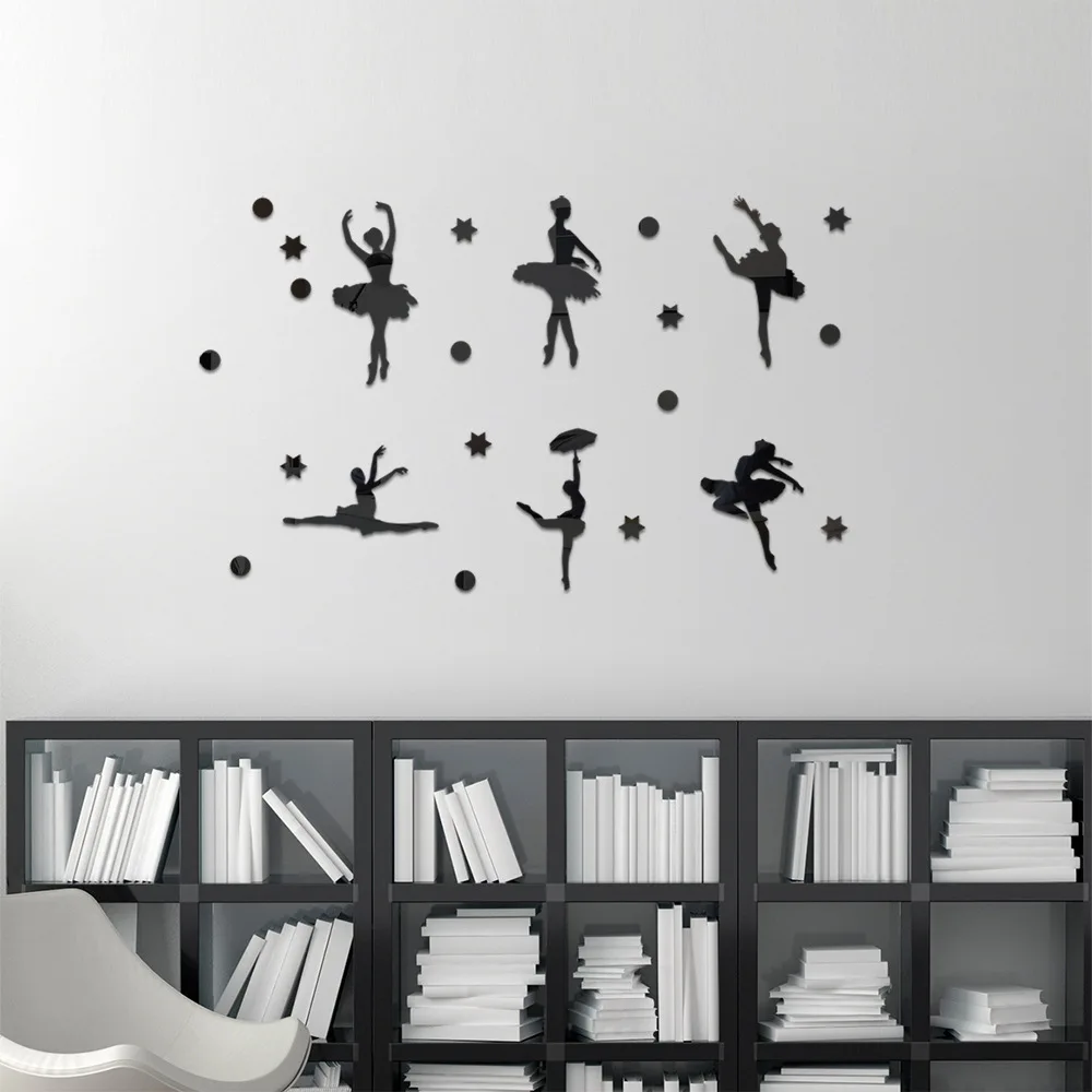 Ballet girl acrylic mirror wall paste children's room dance studio living room wall self-adhesive decoration house decoration