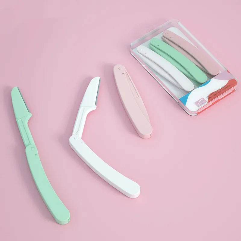 3pcs/Set Foldable Eyebrow Trimmer Set Women Facial Hair Remover Stainless Steel Blades Eyebrow Shaper Beauty Makeup Tools eyebrow trimmer set eyebrow trimmer eyebrow scissors