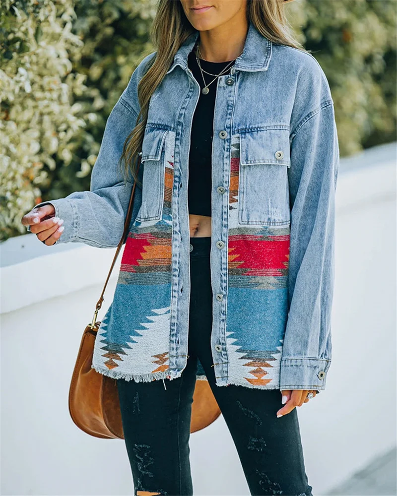 Oversized Loose Fit Patches Zippers Black and Blue Streetwear Designer  Spliced Jean Jackets for Ladies - China Denim Jacket and Streetwear Jackets  price