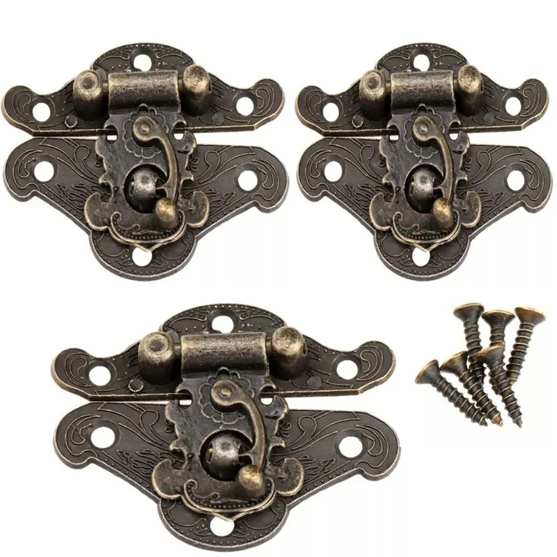 Antique Latches Locks Wooden Buckle Case Locks 5pcs