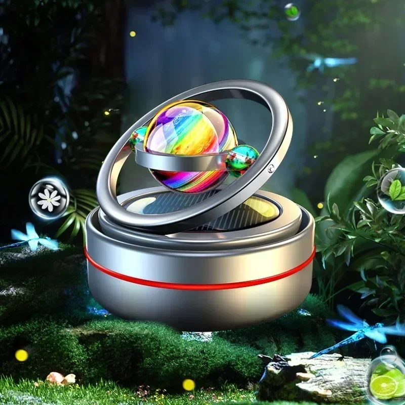 Portable car air fresheners Perfume Diffuser Double Ring Auto Rotating Solar Mini Kinetic Car Aromatherapy Room Car Air Freshener