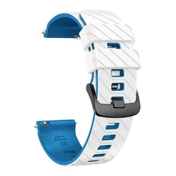 Rugged 22mm Men Silicone Watch Strap - 22mm Width (White Blue)