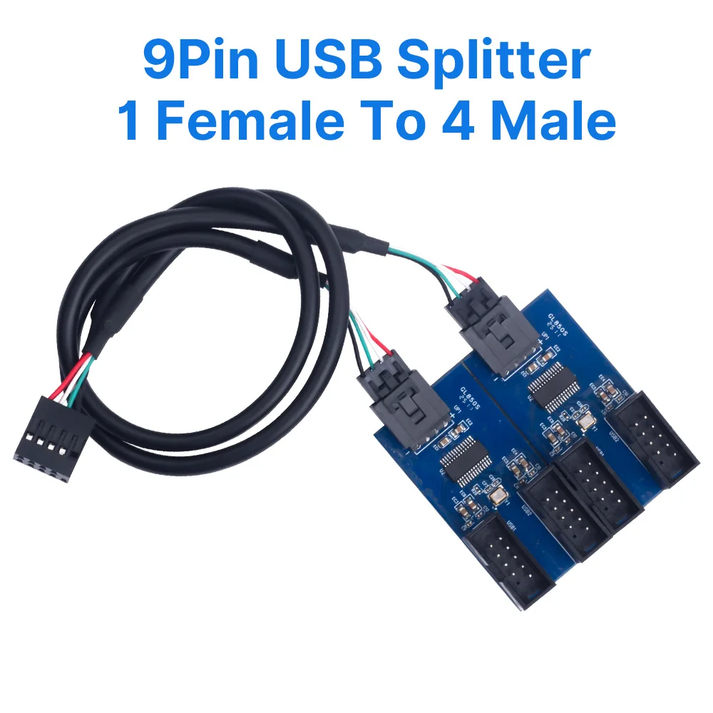 9Pin USB 분배기 마더 보드 USB2.0 허브 암-수 1 포트-2/4 포트 PC 9 핀 액세서리 용 케이블 어댑터 확장