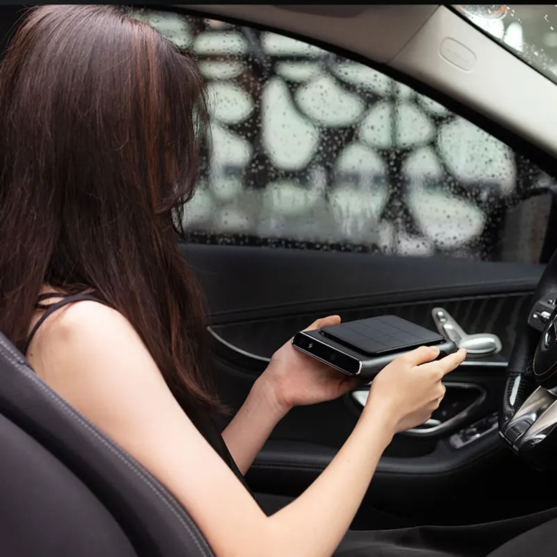 Car Solar Air Purifier USB Negative Ion Purifier HEPA Smoke Odor Removal Car Air Health LCD Display Smart Vehicle Supplies