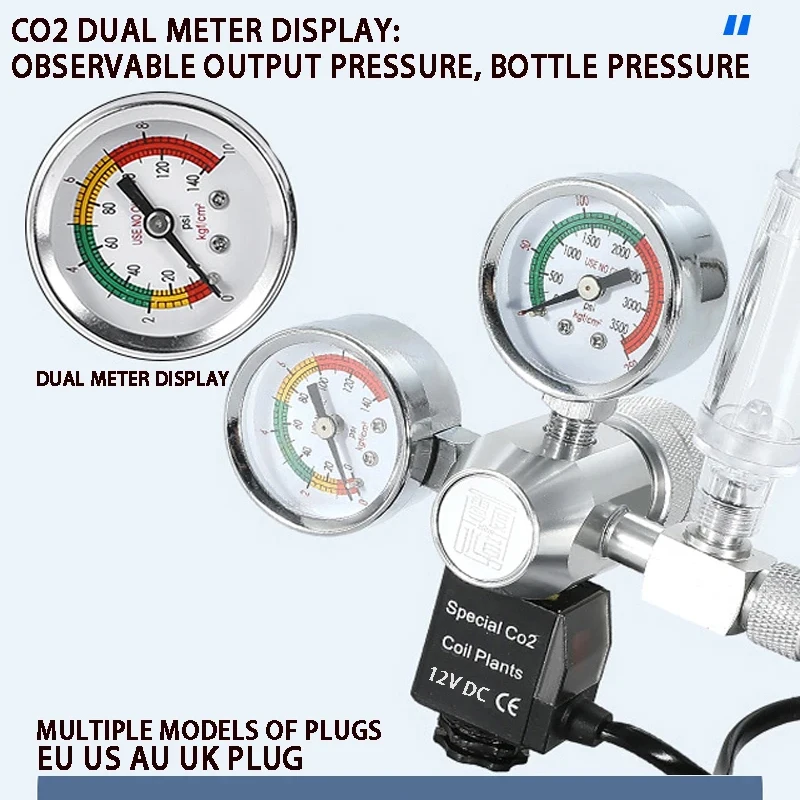 ZRDR DIY Aquarium CO2 Regulator Magnetic Solenoid Kit Check Valve Fish Tank Accessories CO2 Control System Reactor Generator Set 3