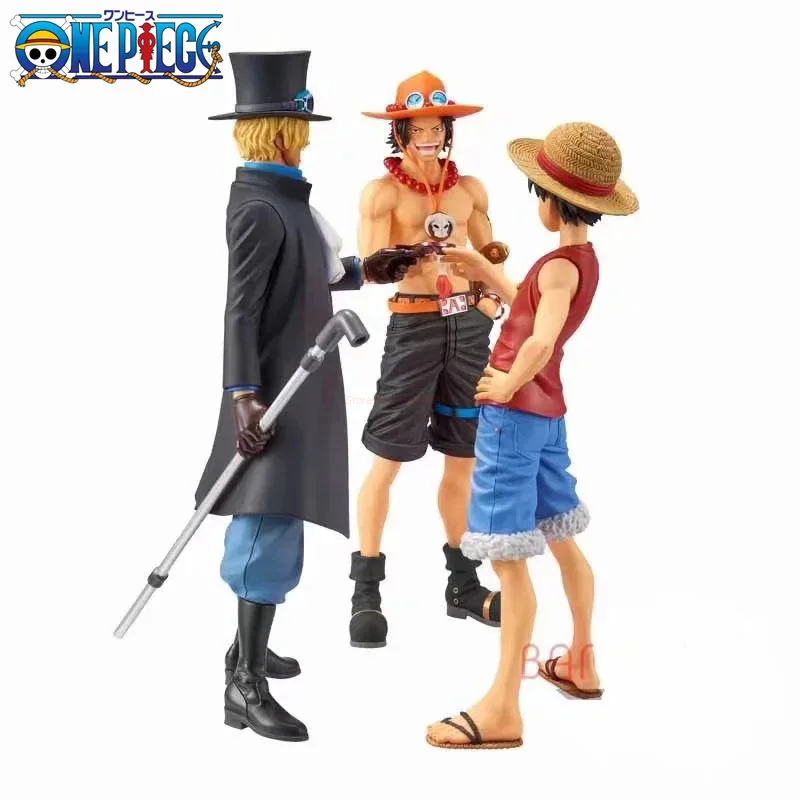 

20cm One Piece Anime Figure Luffy Ace Sabo Three Brothers Sworn Wine Statue Pvc Action Figurine Collectible Model Toy Gift
