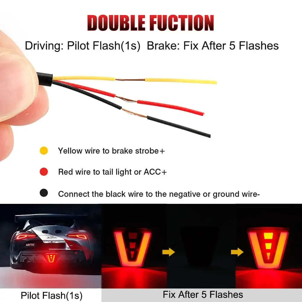 12V Led Brake Pilot Lights Sporty F1 Style Rear Tail Lights Car Flash Warning Reverse Stop Safety Signal Lamps For Auto SUV Moto