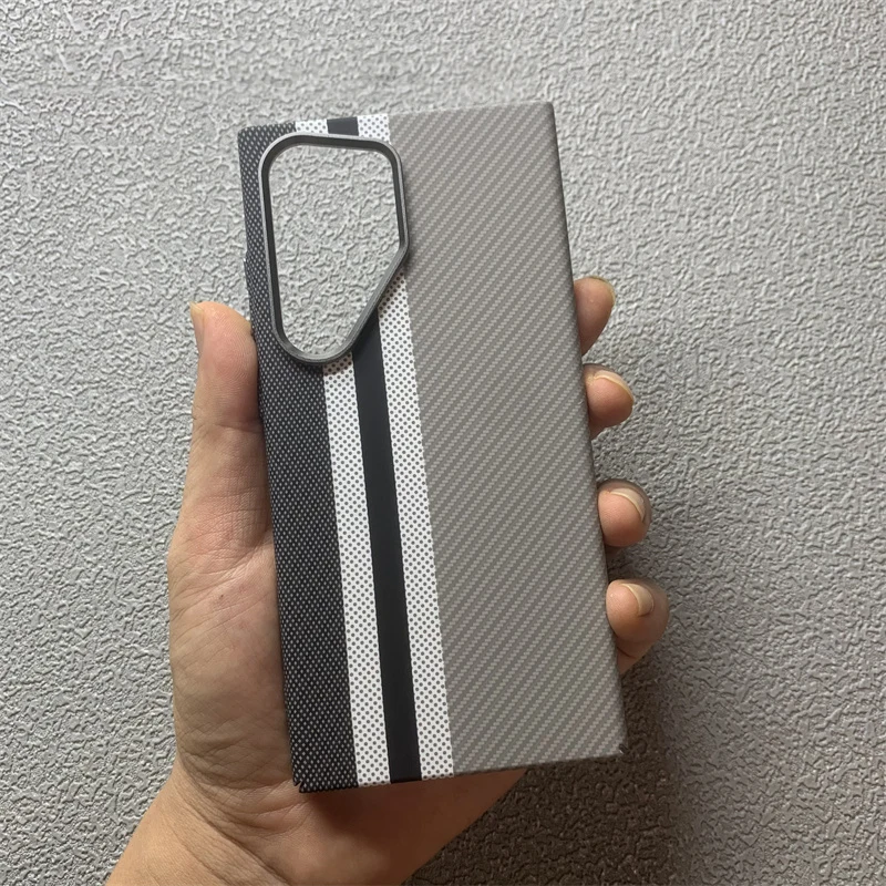 Luxurious Carbon Fiber Texture MagSafe Case with Alloy Lens & Wireless Charging Capability
