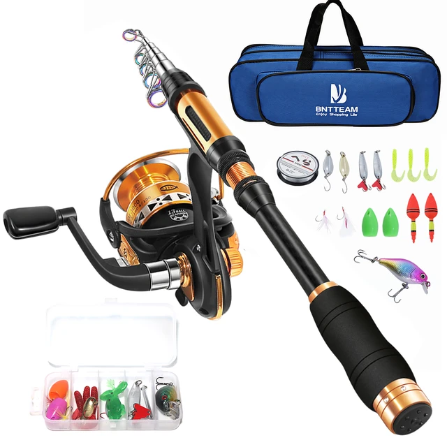 BNTTEAM 99% Carbon Telescopic Fishing Rod Spinning Reel Combo Set