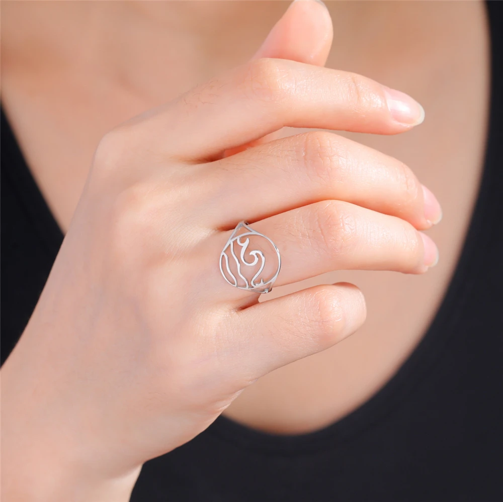 COOLTIME Meer Wellen Ring Edelstahl Silber Farbe Ozean Surf Finger Ringe für Frauen Mode Kpop Schmuck Party Geschenk Großhandel – Detail 4