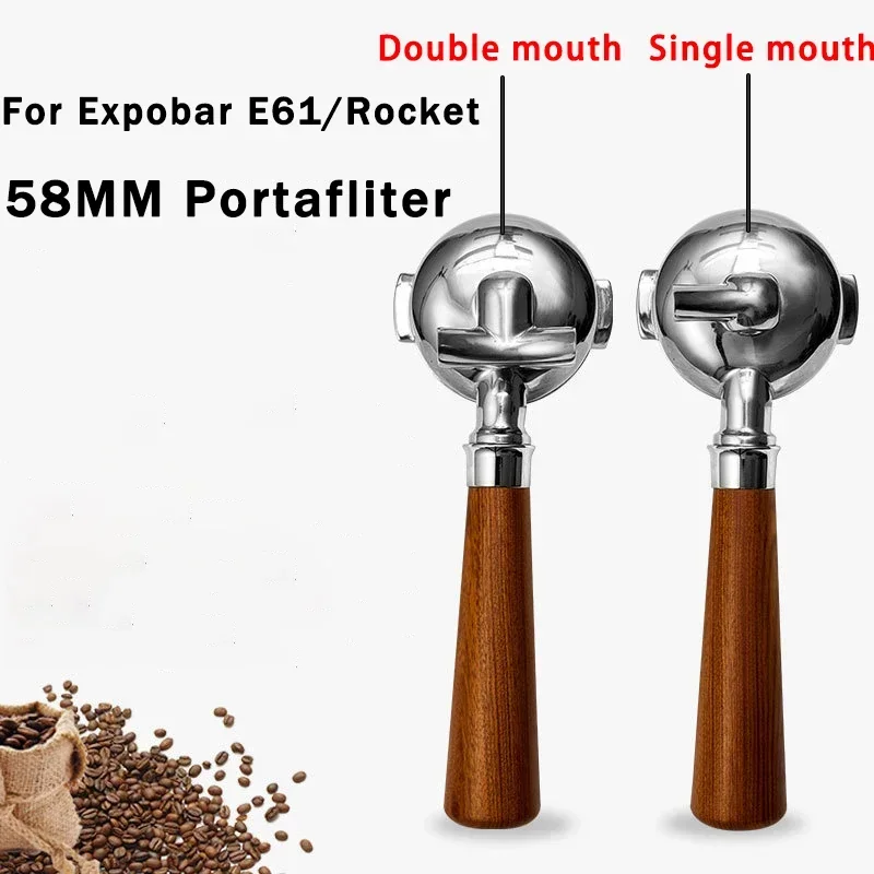 

For Expobar E61/Rocket Coffee Portafliter 58MM Stainless Steel Handle Filter Universal Single/Double Mouth Coffee Accessories