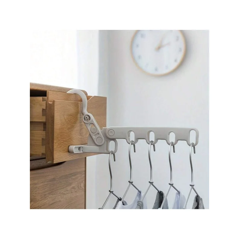 Portable 5-Clip Folding Clothes Hanger - Space Saving For Travel, Dorm, Home Use, Laundry Drying Rack 4
