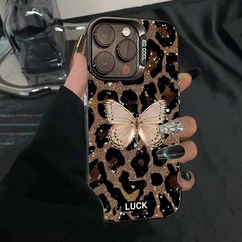 Butterfly Leopard Print Matte Phone Case
