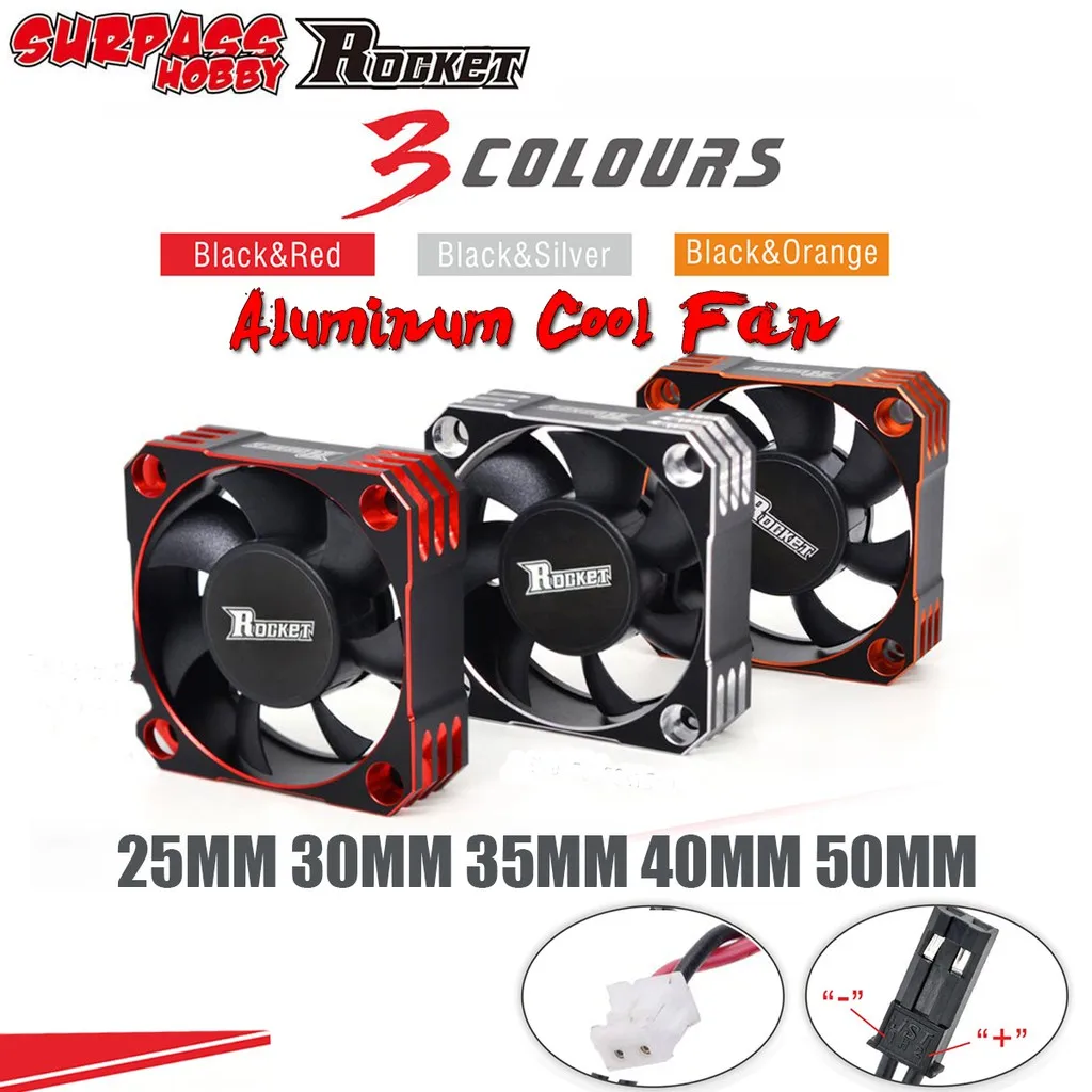

RC Cooling Fan 25mm 30mm 35mm 40mm 50mm Aluminum Cool Fan Metal Heat Sink Fan Cover for 1/10 1/8 1/5 1/12 RC Car Motor ESC TURBO