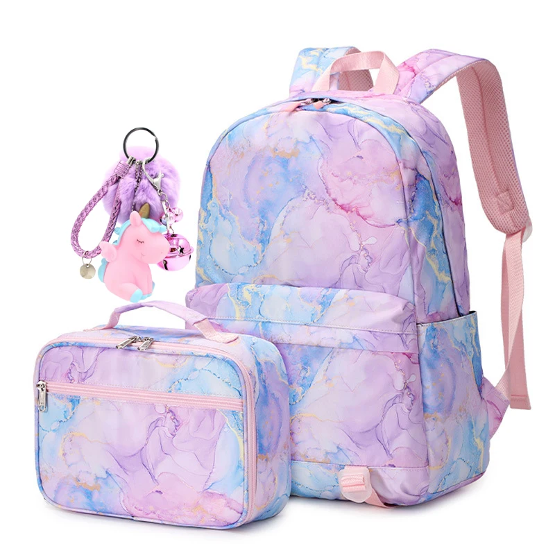 Stylish Waterproof Printed Girls Backpack with 3pcs Lunch Bag, Pencil Case  for Middle School Teens, Lightweight Black Bookbag - AliExpress