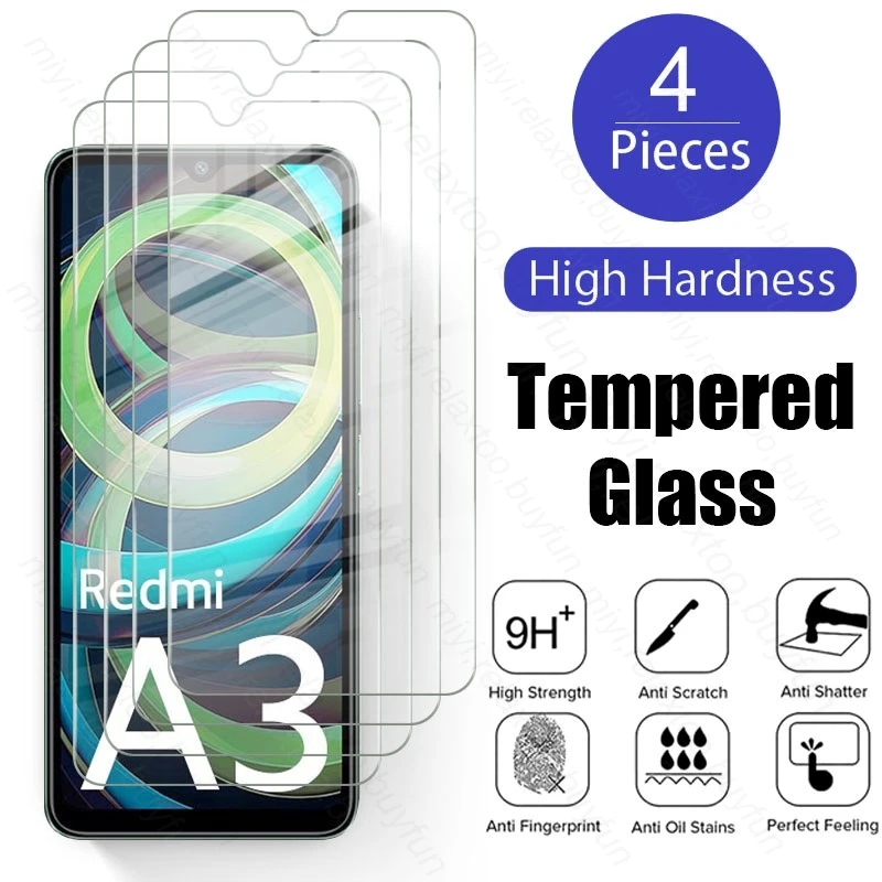 

4 шт. закаленное стекло для Xiaomi RedmiA3 Redmi A3 4G защита для экрана Взрывозащищенная HD пленка на Readmi Redmy A3 A 3 3A 4G 2024