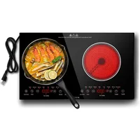 Burners Electric Cooktop Built-in & Countertop Stove Two Burner Ceramic Cooktop with Child Safety Lock Timer Touch SensorControl 1