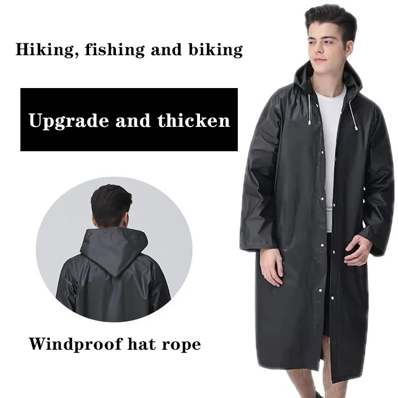 Waterproof raincoat -Eva material provides all-weather protection-reusable for hiking, camping, touring, cycling