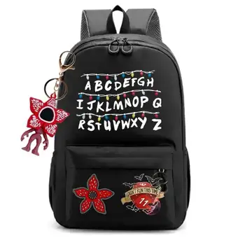 New 24 Alphabet Printed Backpack Cute TV Carnivorous Plant With Pendant Schoolbag Big Space For Boy And Girl Back To School Gift 1