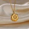 Collier géométrique en acier inoxydable pour femmes, pendentif tournesol, chaîne de clavicule, accessoires de bijoux esthétiques