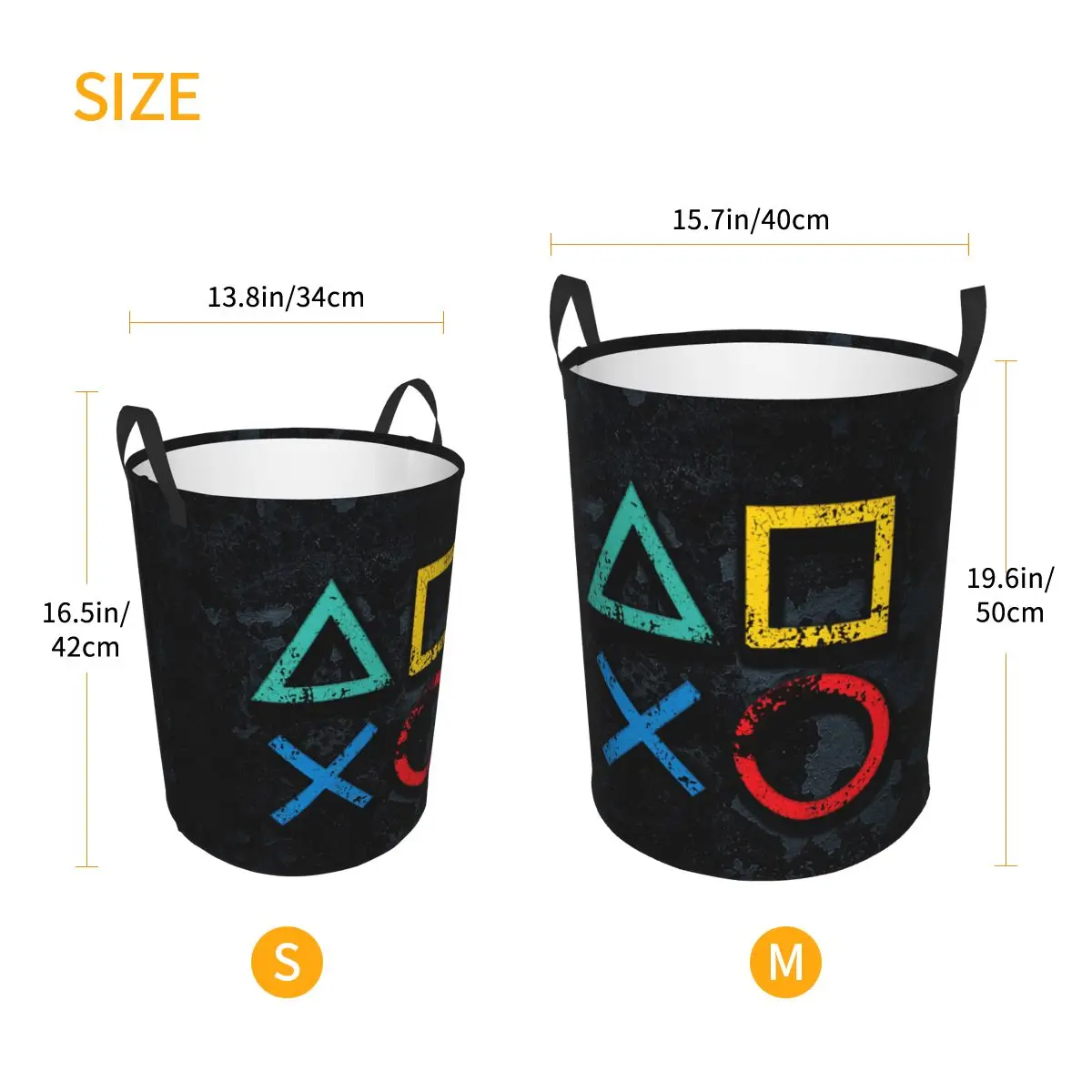 Playstations Buttons Laundry Hamper Large Storage Basket Game Gamer Gift Girls Boys Toy Organizer