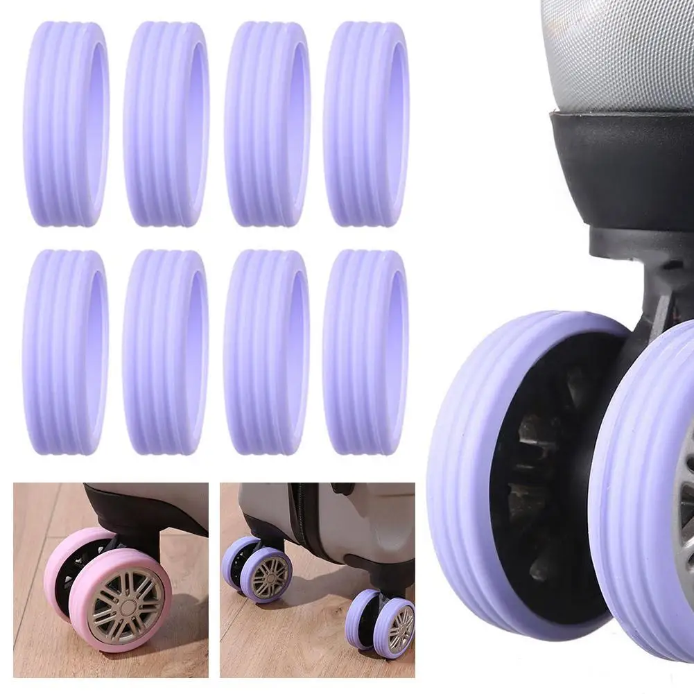 8Pcs Silicone Wheels Protector For Luggage Reduce Noise Travel Luggage Suitcase Wheels Cover Castor Sleeve Luggage Accessories 3d pattern thicker travel luggage protective cover suitcase travel accessories elastic luggage cover apply to 18 28inch trolley