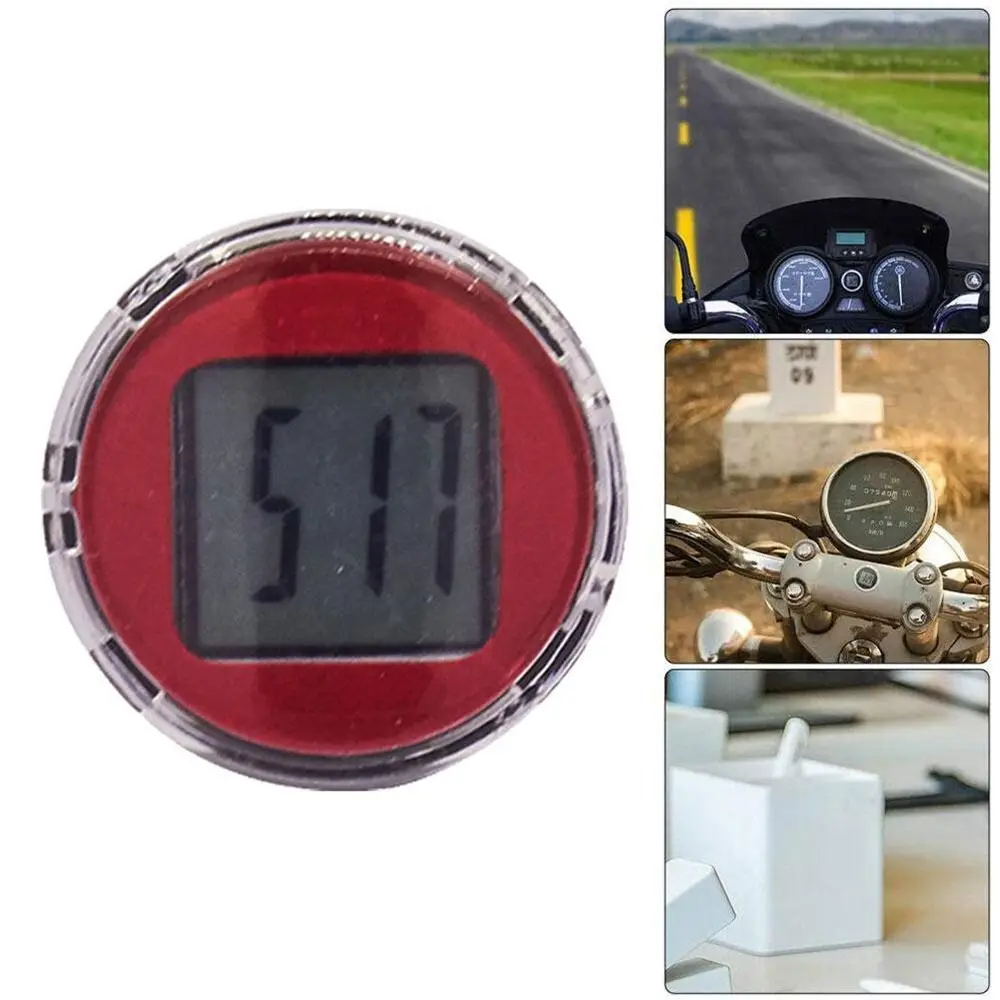 1Pc Mini Waterproof Motorcycle Bike Sticky Digital Display Clock Watch Motorcycle Decoration Auto Car Interior Accessories digital display clock