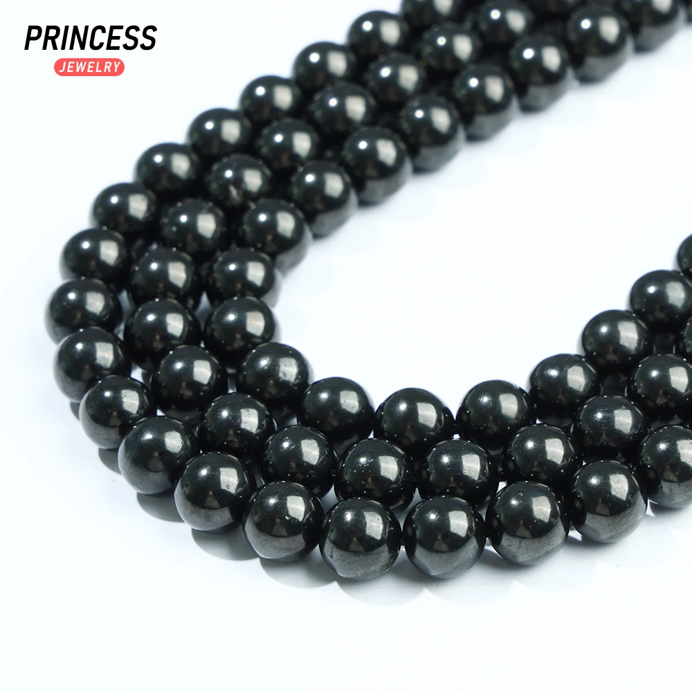 A++ Natural Jet Coal Crystal 4 6 8 10 12mm Loose Gem Stone Beads for Jewelry Making Wholesale Crystal Beads DIY Accessories 5