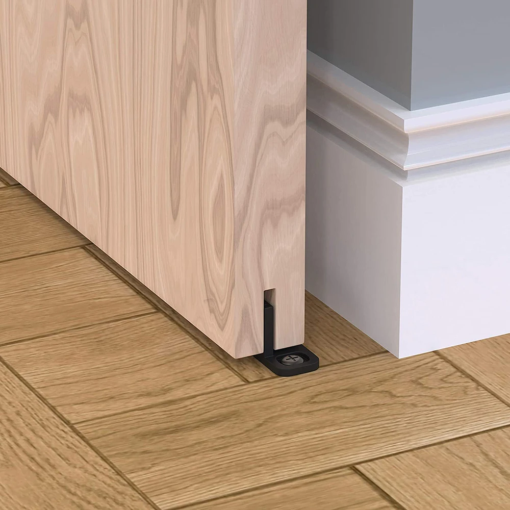 New High Quality Hot Barn Door Guides Kit Strong Adjustable Anti Swinging Black Floor Guide Parts Sliding Floor