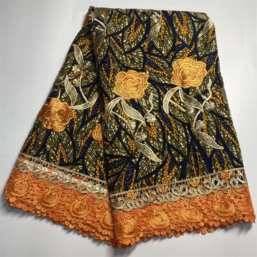

African Wax Fabric Lace 2022 High Quality Ankara Wax Fabric 6yards For Women Dress Nigerian Guipure Cord Lace Fabric d23-98