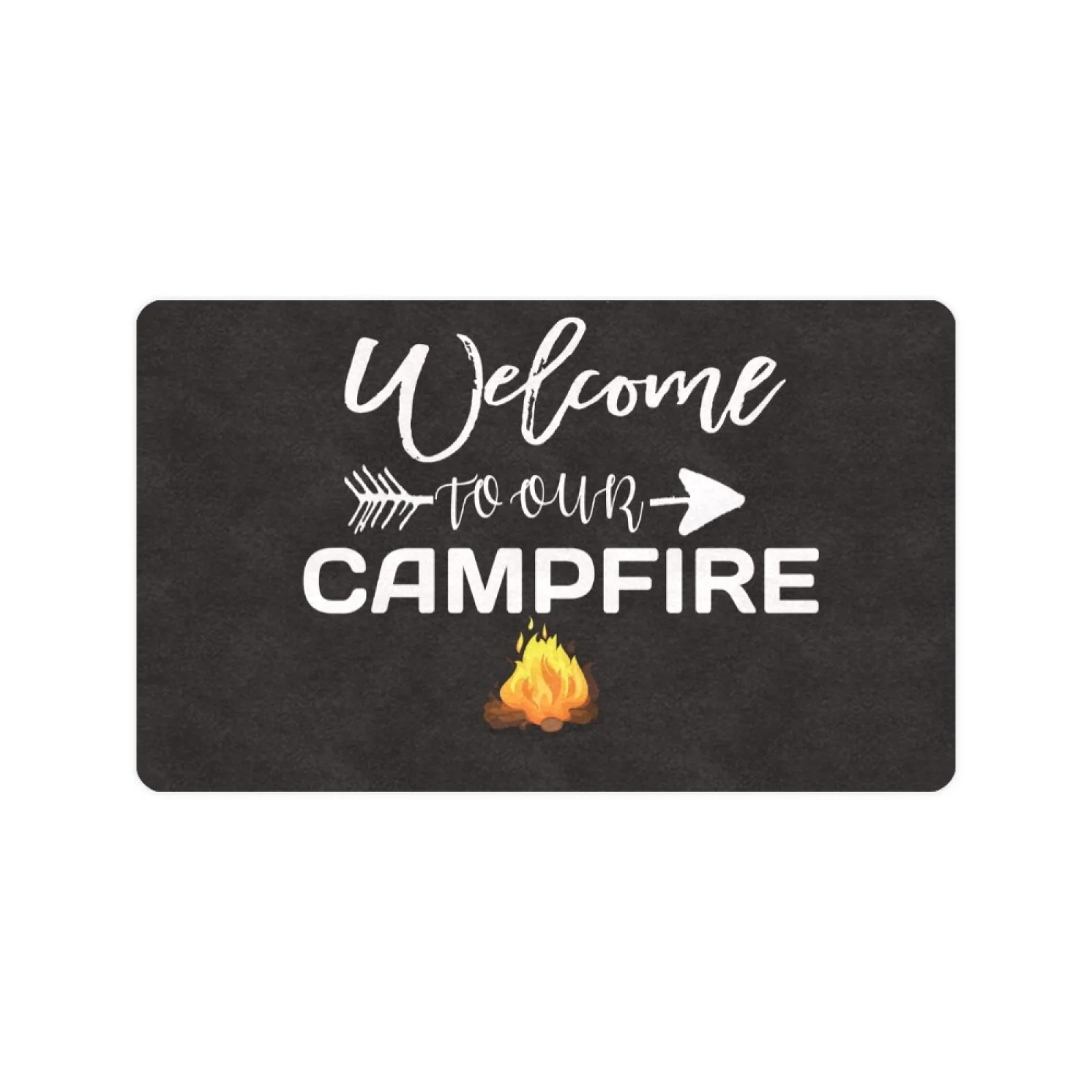 

Welcome To Our Campfire Pit Doormat Camping Rug Decor for Campervan Caravan Motorhomes Funny Gift Friends Floor Door mats