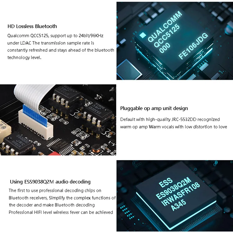 Flagship HD Bluetooth 5.1 Decoder Audio Receiver ESS9038 Lossless Decoding Supports LDAC APTX-HD HD Format High-power Amp adapter converter decoder converter amplifier