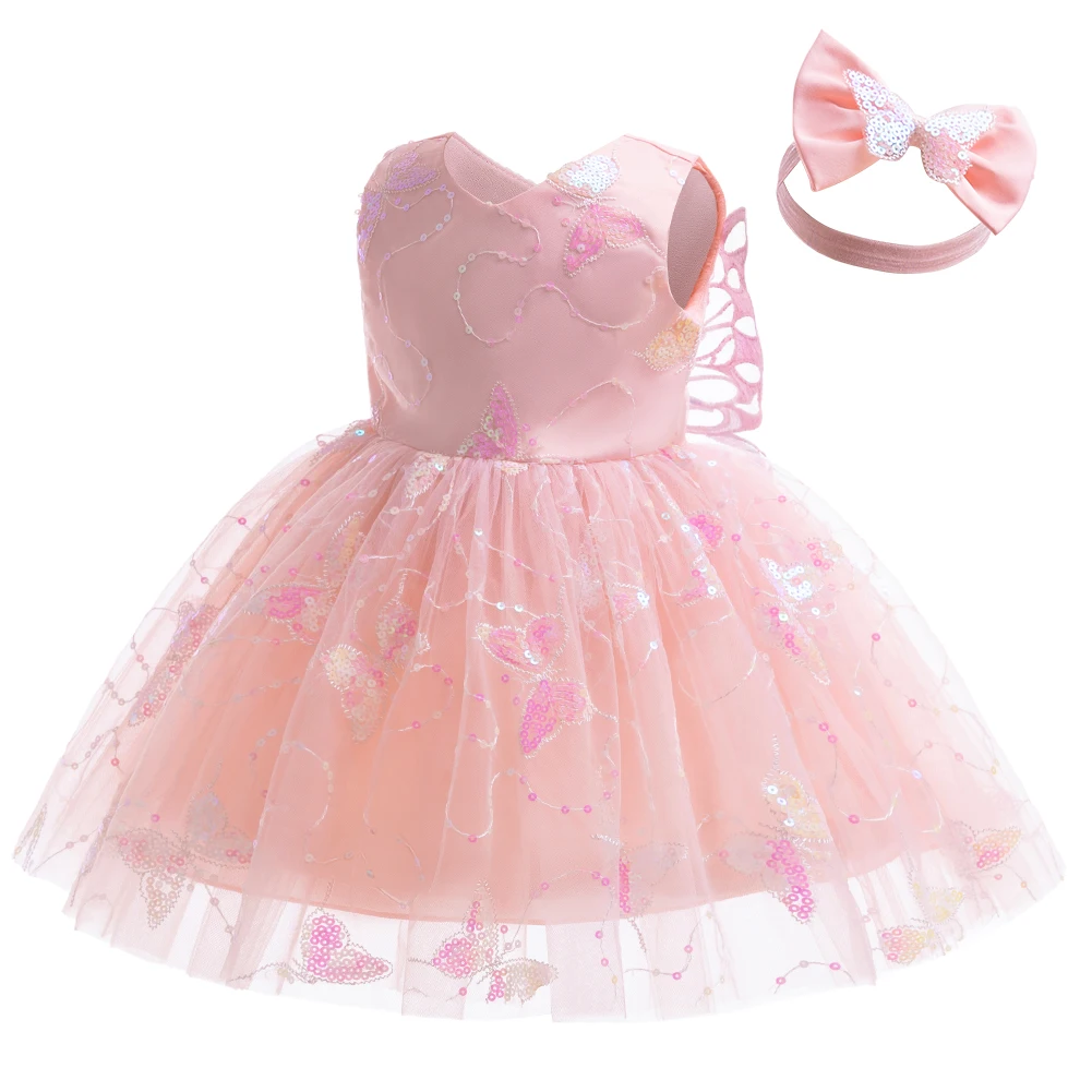 Girls Summer Party Dresses Toddler Kids Butterfly Decor Mesh Princess Sleeveless Dress